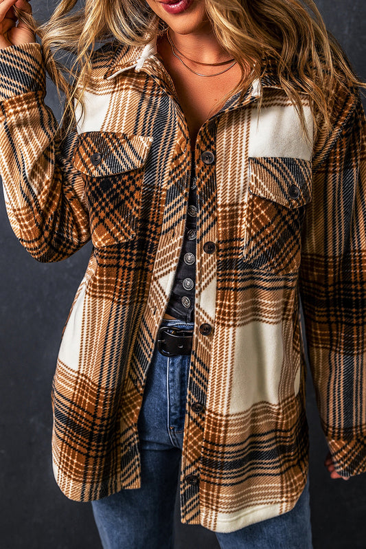 Veelkleurige geruite shacket met klepzakken