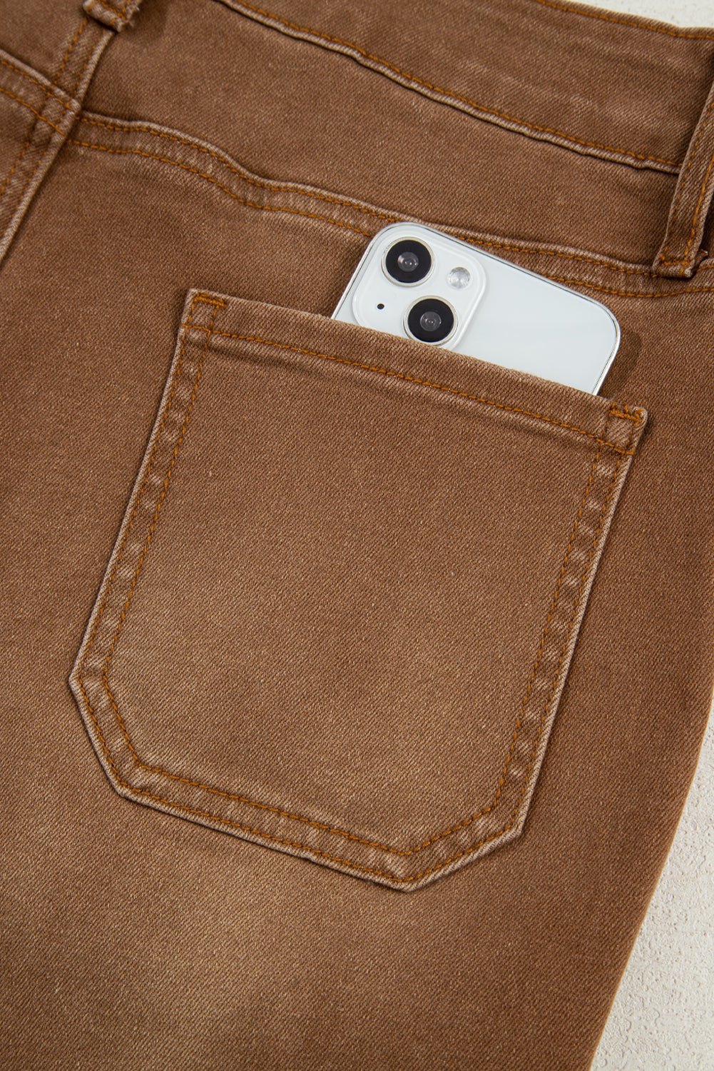 Bruine cropped high rise jeans met wijde pijpen