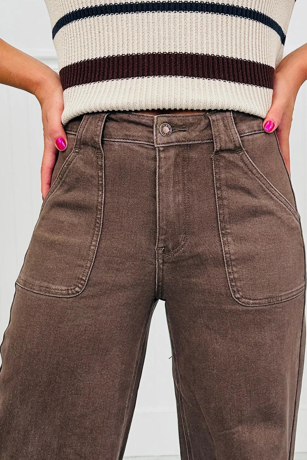 Donkerbruine loose fit jeans met retro wassing